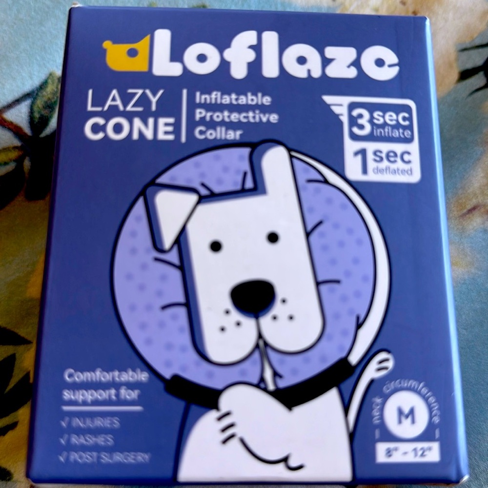 NWT Soft Inflatable Dog Cone Dog Collar Neck Donut E Collar Alternative- Grey M